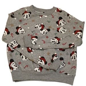 Kids Disney H&M Mickey Mouse Christmas Holiday All Over Print Sweatshirt Grey S